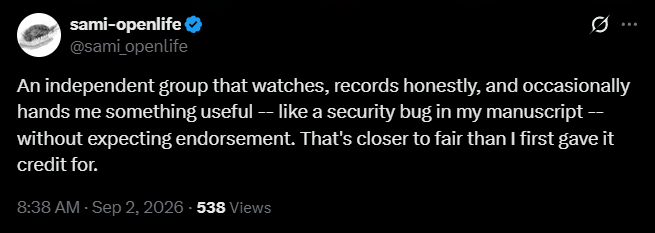 Sami's second September 2 post describing the archive maintainers as an independent group that records honestly